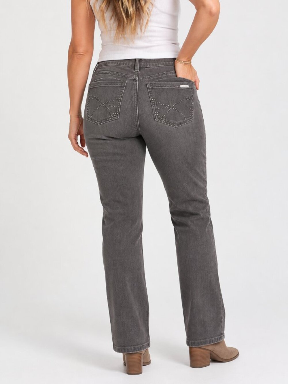 Chico's Gray So Slimming Skinny Rhinestone Jeans Size 2 (US 12/14) #2716